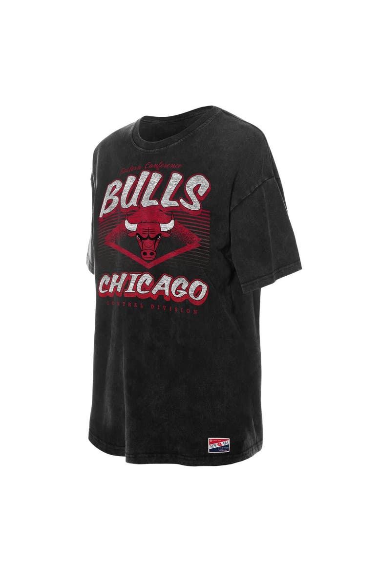 Women's New Era  Black Chicago Bulls Throwback Mineral Wash Oversized T-Shirt, Alternate, color, Black