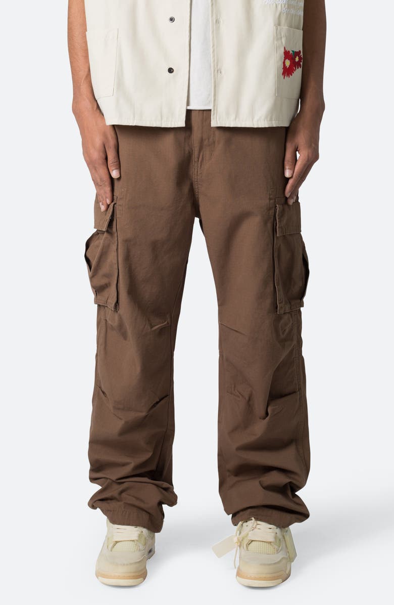 mnml Ultra Baggy Cotton Cargo Pants, Main, color, Brown
