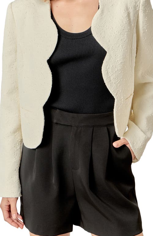 English Factory Scallop Trim Textured Woven Jacket In Green