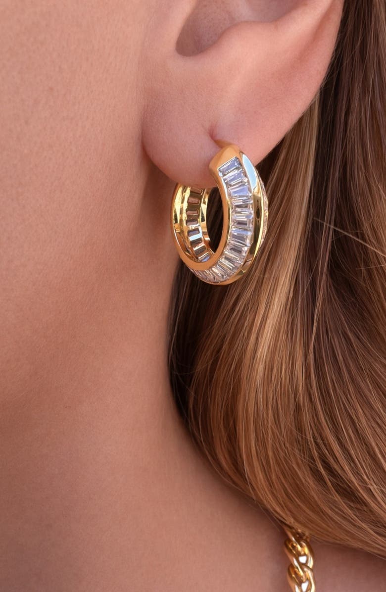 NATIVE GEM Razor Edge Hoops, Alternate, color, Gold