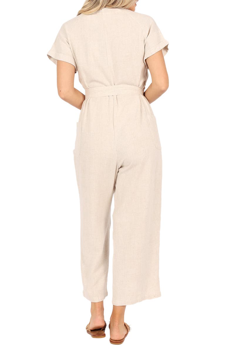 Petal & Pup Archie Tie Waist Linen Jumpsuit, Alternate, color,
