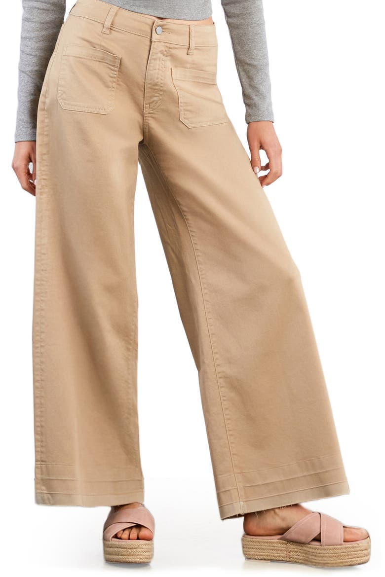 Lucy Patch Pocket Wide Leg Jeans, Alternate, color, BROWN RICE