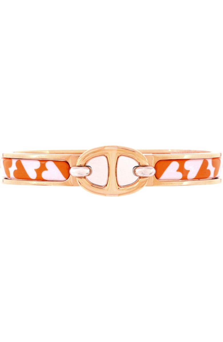 Pre-Owned Hermes Mini Clic Chaine d'Ancre Bracelet Metal and Printed Enamel, Main, color, Orange