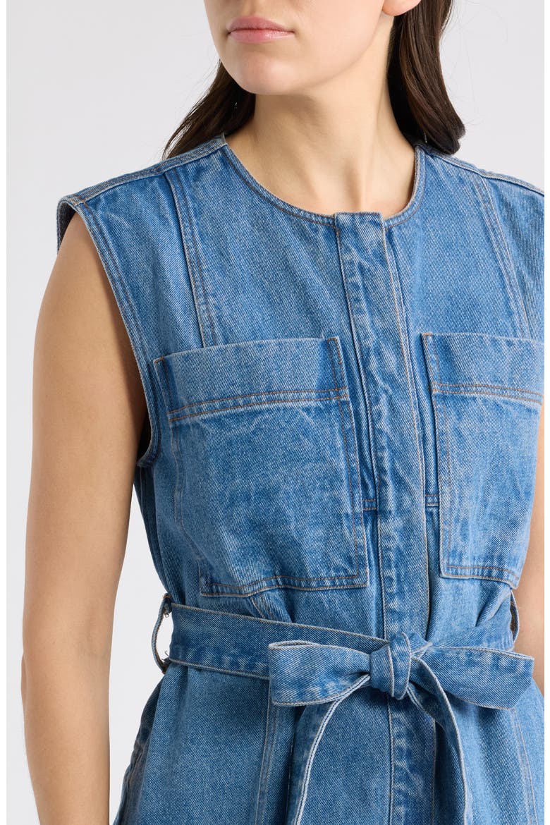 Avi Belted Denim Vest, Alternate, color, DENIM BLUE