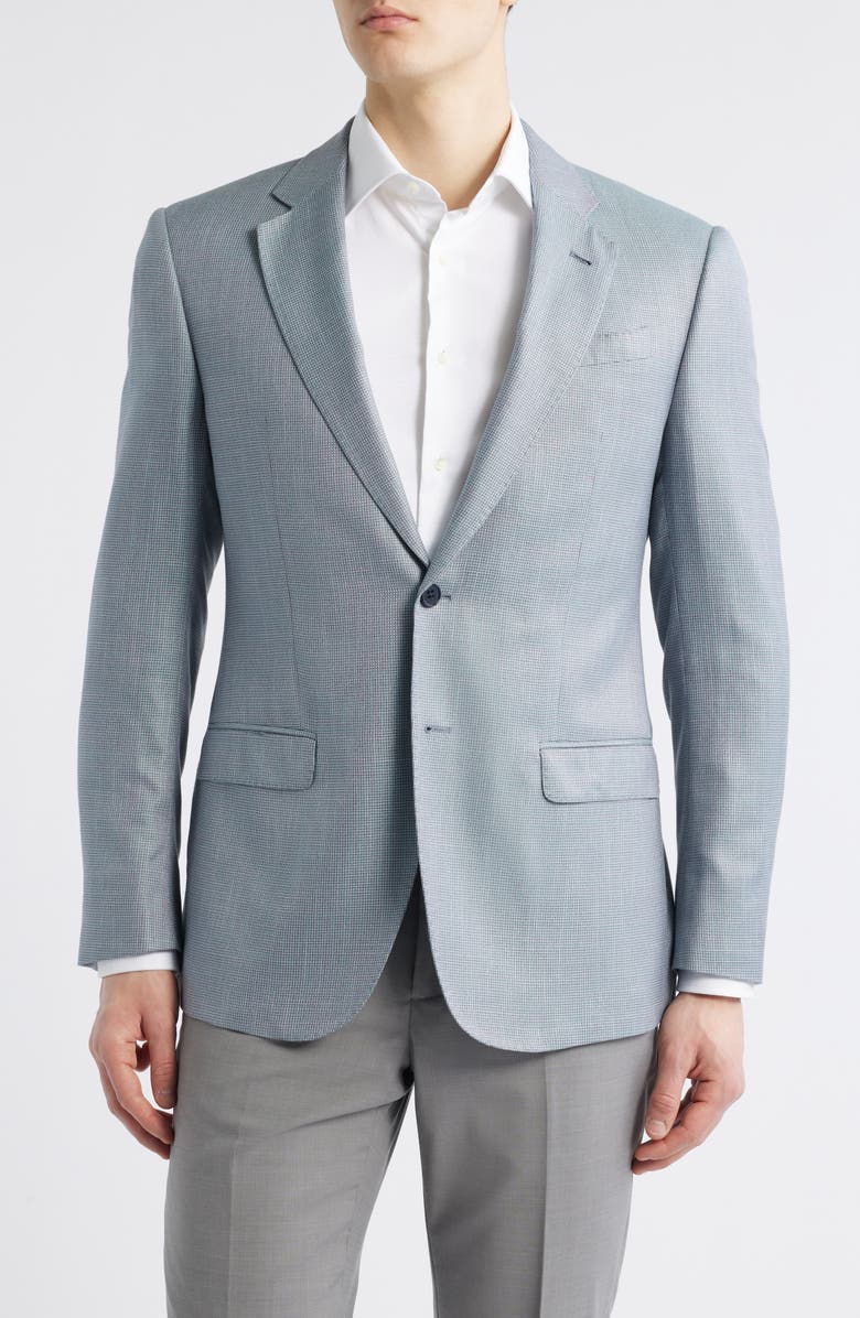 Emporio Armani Textured Viscose & Silk Sport Coat, Main, color, Teal
