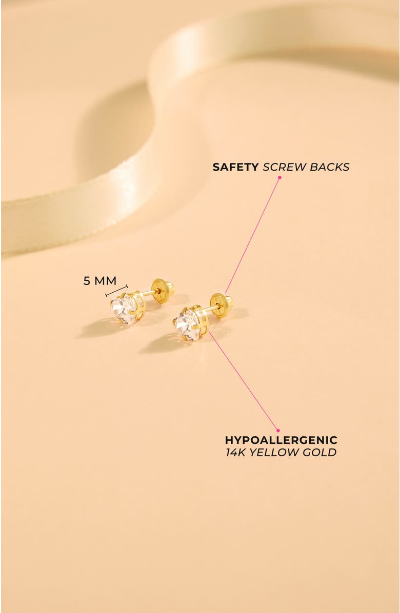 In Season Jewelry 14k Classic Heart Cubic Zirconia Solitaire, Alternate, color, Gold