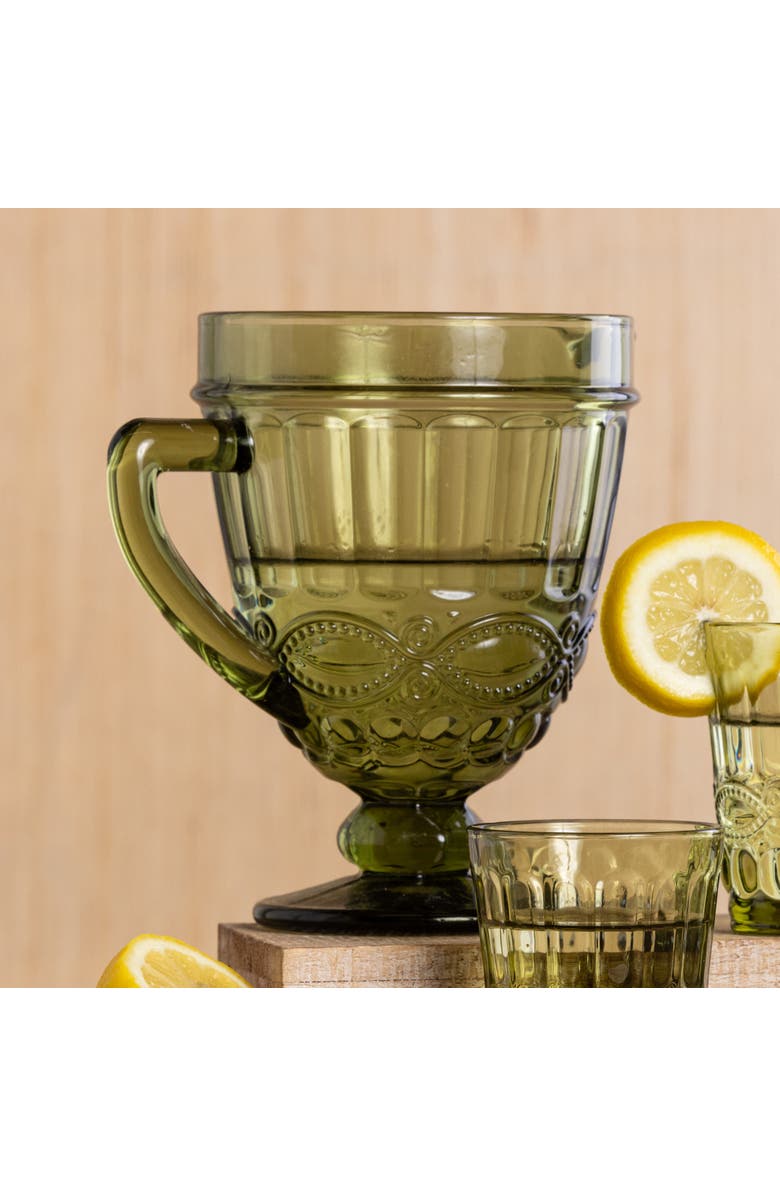 Transpac 20oz Glass Embossed Pitcher for Spring Gatherings Elegant Tabletop Decor Hand Wash Only Gift for Hostess, Alternate, color, Green