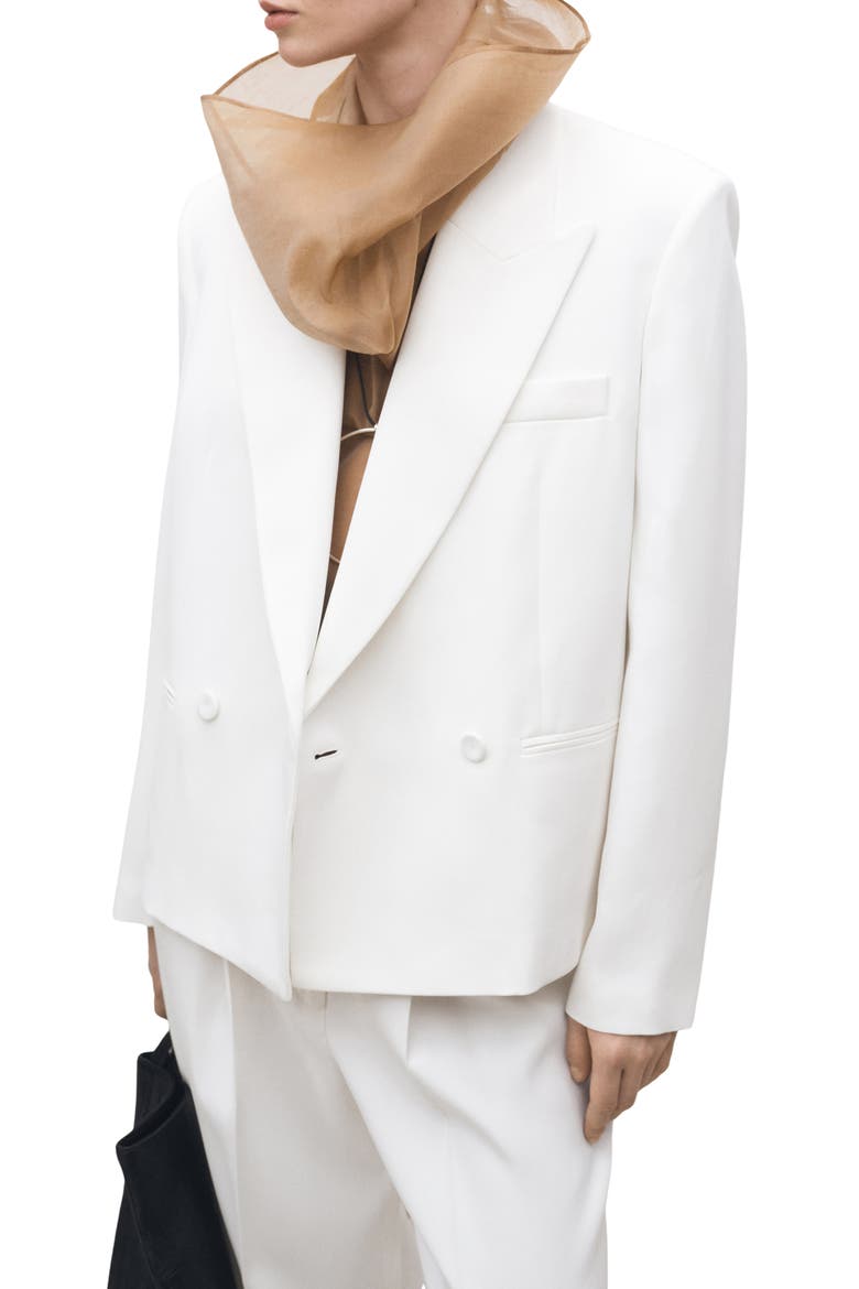 Oversize Double Breasted Blazer, Alternate, color, WHITE