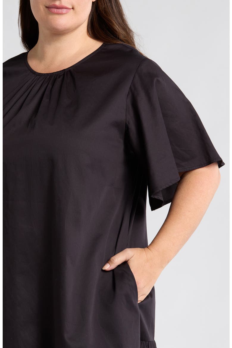 Agata Flutter Sleeve Cotton Dress, Alternate, color, BLACK