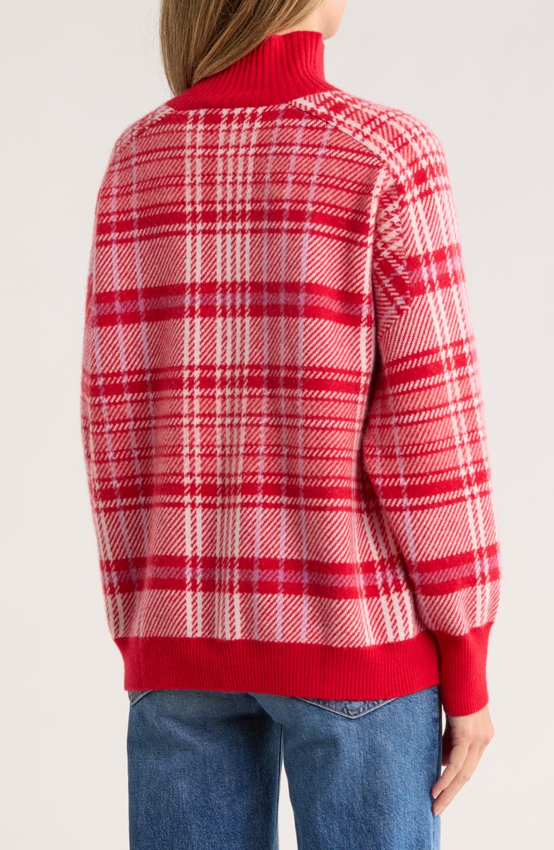 vineyard vines Cashmere Mock Neck Sweater, Alternate, color, Mia Plaid - Red Velvet