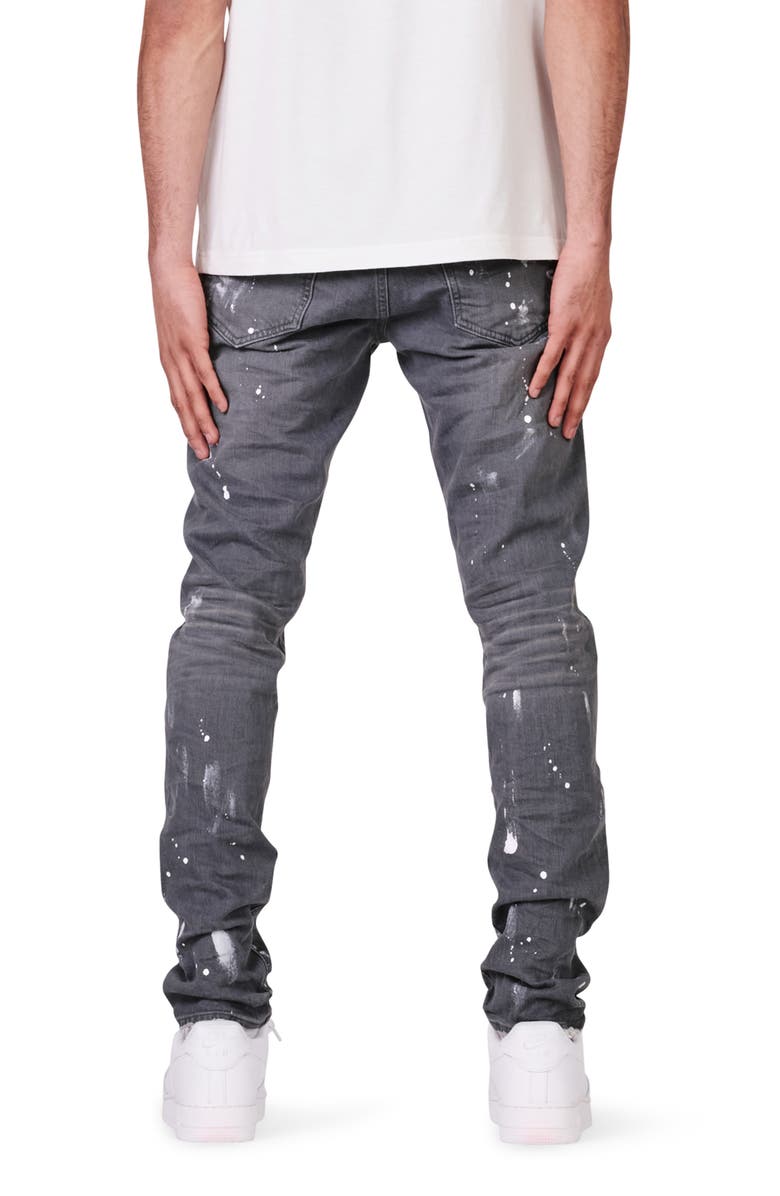 Painted Ripped Knee Slit Skinny Jeans