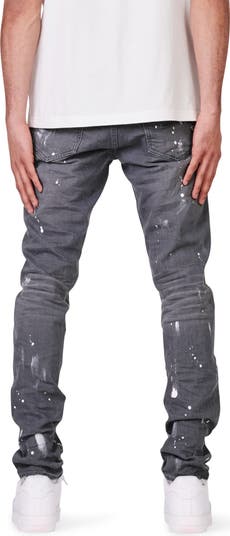 Painted Ripped Knee Slit Skinny Jeans