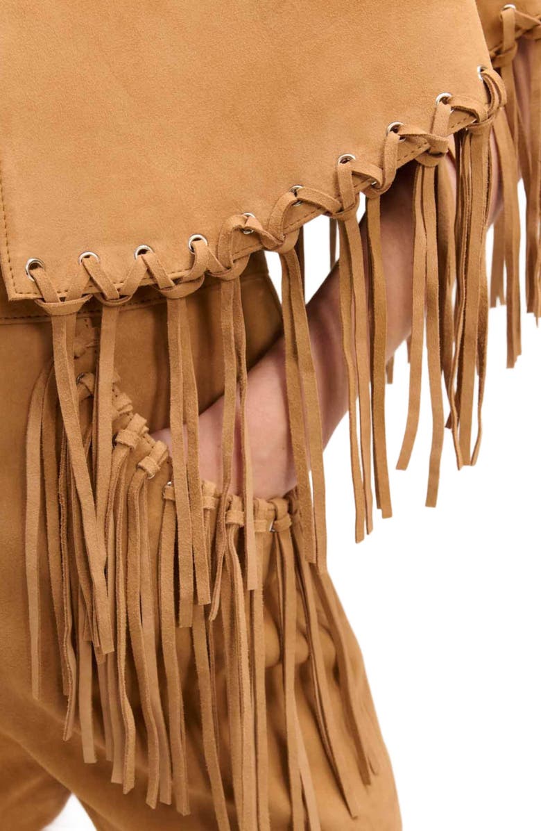 maje Short nubuck fringed coat, Alternate, color, 