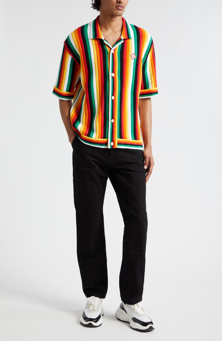 Casablanca Stripe Terry Cloth Camp Shirt, Alternate, color,