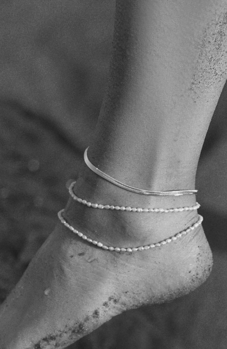 st. Moran Edie Herringbone Chain Anklet, Alternate, color, Silver