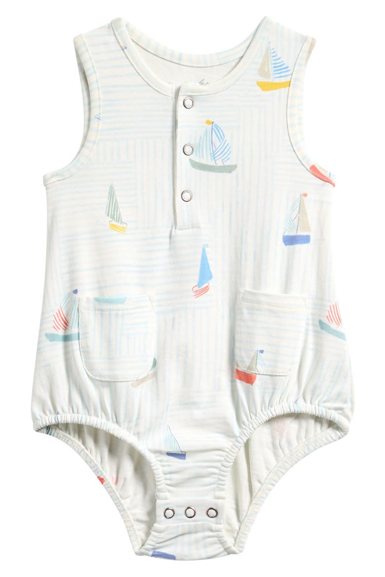 Sleeveless Organic Cotton Bodysuit, Main, color, SET SAIL