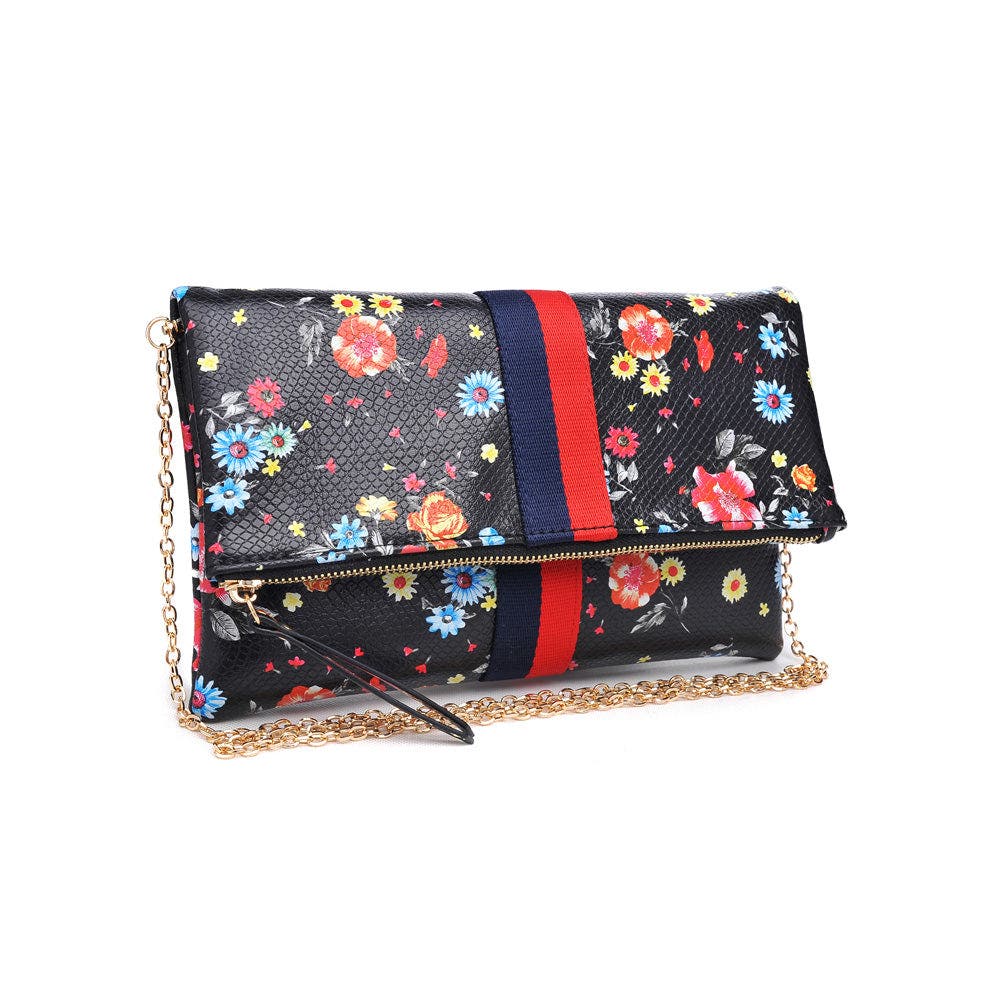 MODA LUXE Jules Print Clutch, Alternate, color, Black