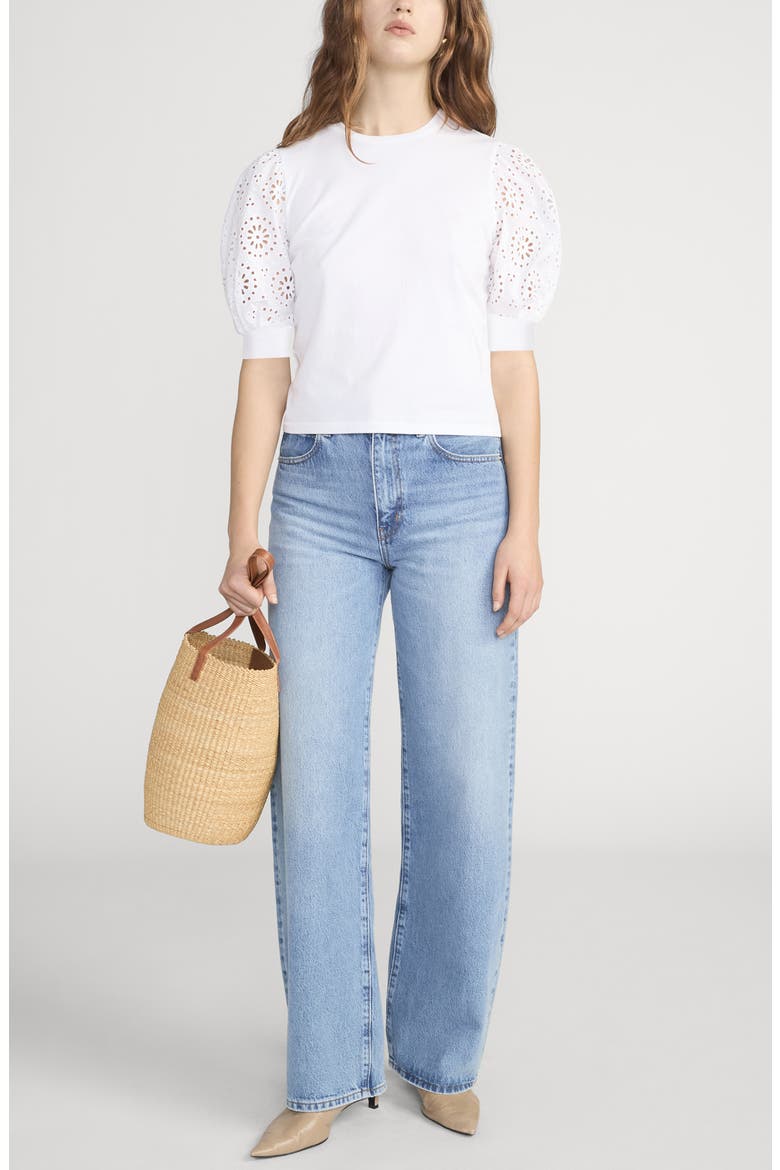 Solstice Eyelet Sleeve T-Shirt, Alternate, color, WHITE