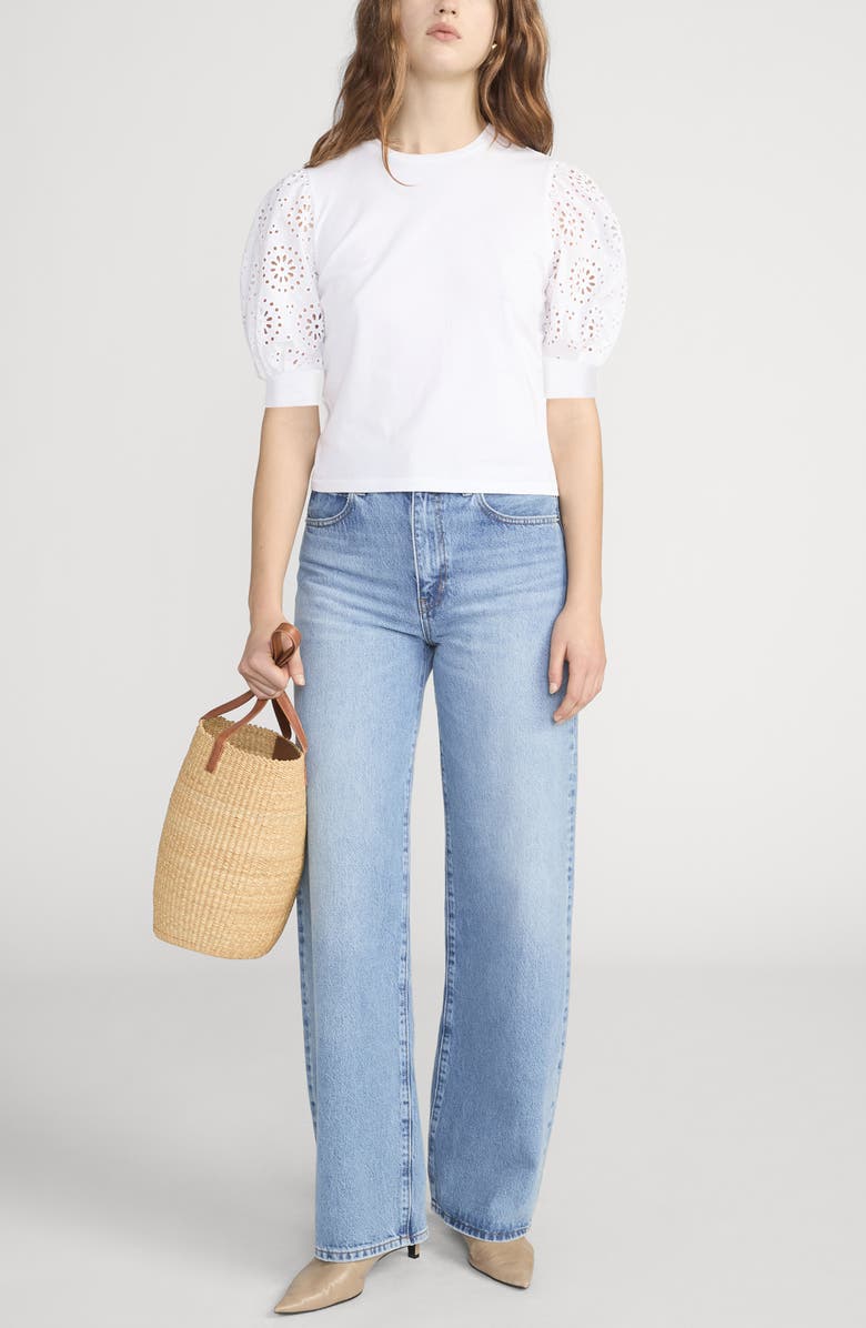 FRAME Solstice Eyelet Sleeve T-Shirt, Alternate, color, White