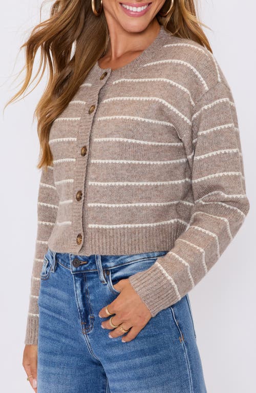 Vici Collection Blaire Stripe Crop Cardigan In Neutral