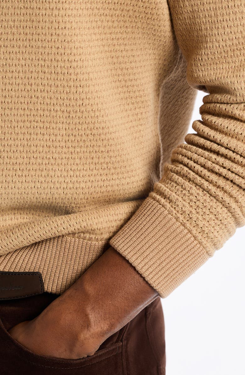 Robert Graham Walton Cotton & Silk Quarter Zip Sweater, Alternate, color, Camel