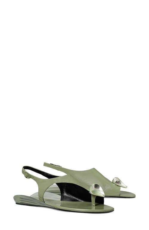 Tory Burch Patos Asymmetric Slingback Sandals In Green