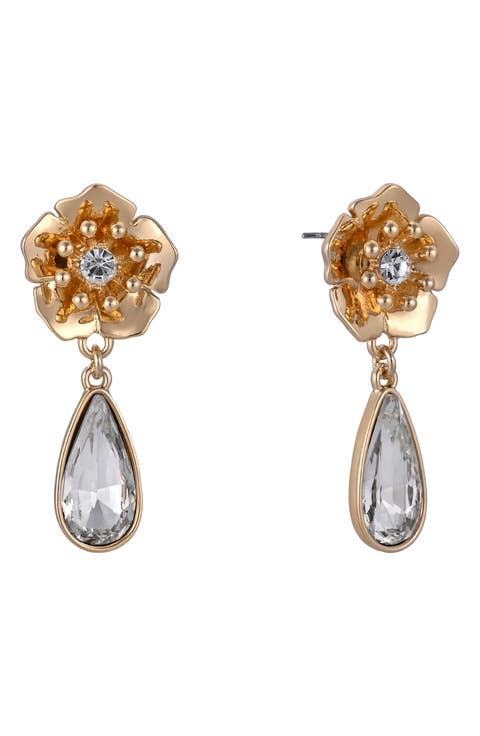Flower Crystal Drop Earrings