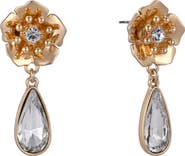 BADGLEY MISCHKA Flower Crystal Drop Earrings