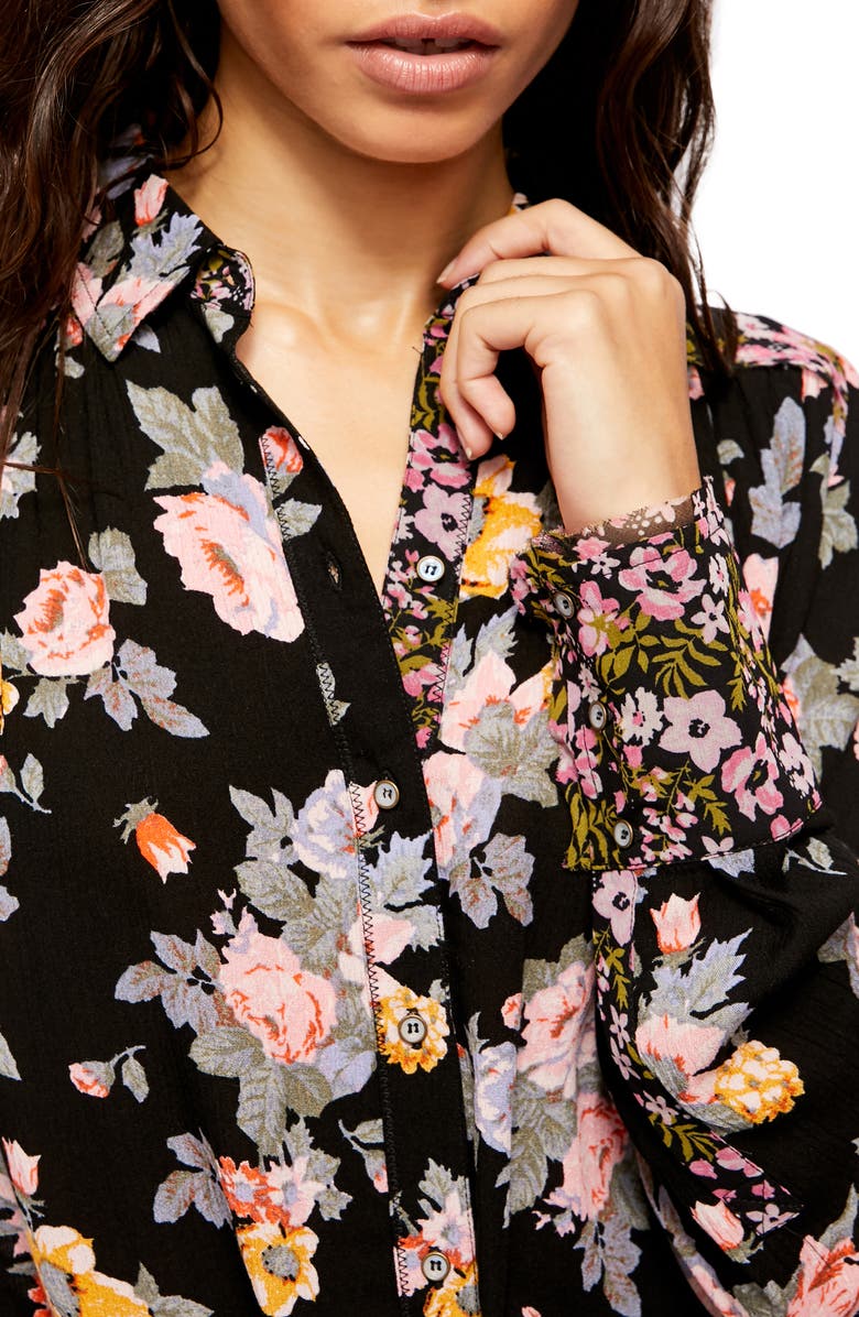 Free People Hold On to Me Floral Long Sleeve Blouse, Alternate, color,