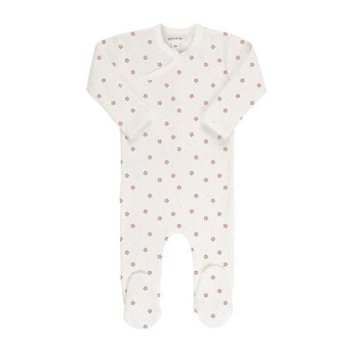 Ely's & Co. Baby Cotton Ribbed Zipper Footie In Floral Pin Dot