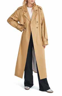 Favorite Daughter The Charles Tie Waist Double Breasted Trench Coat