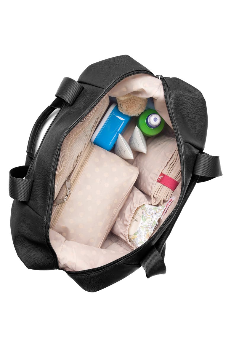 Stef Faux Leather Diaper Bag, Alternate, color, BLACK