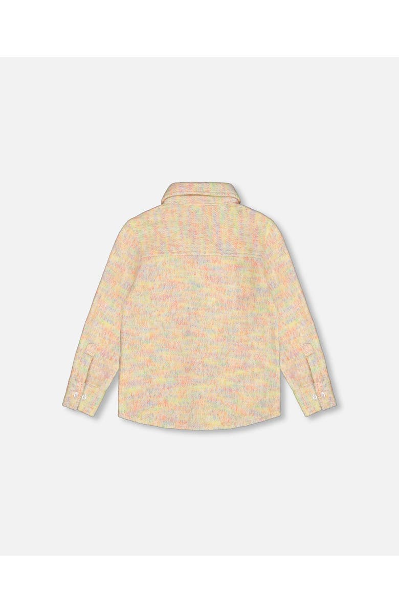 Deux par Deux Girl's Button Down Felt Overshirt Light Beige Multicolor, Alternate, color, 