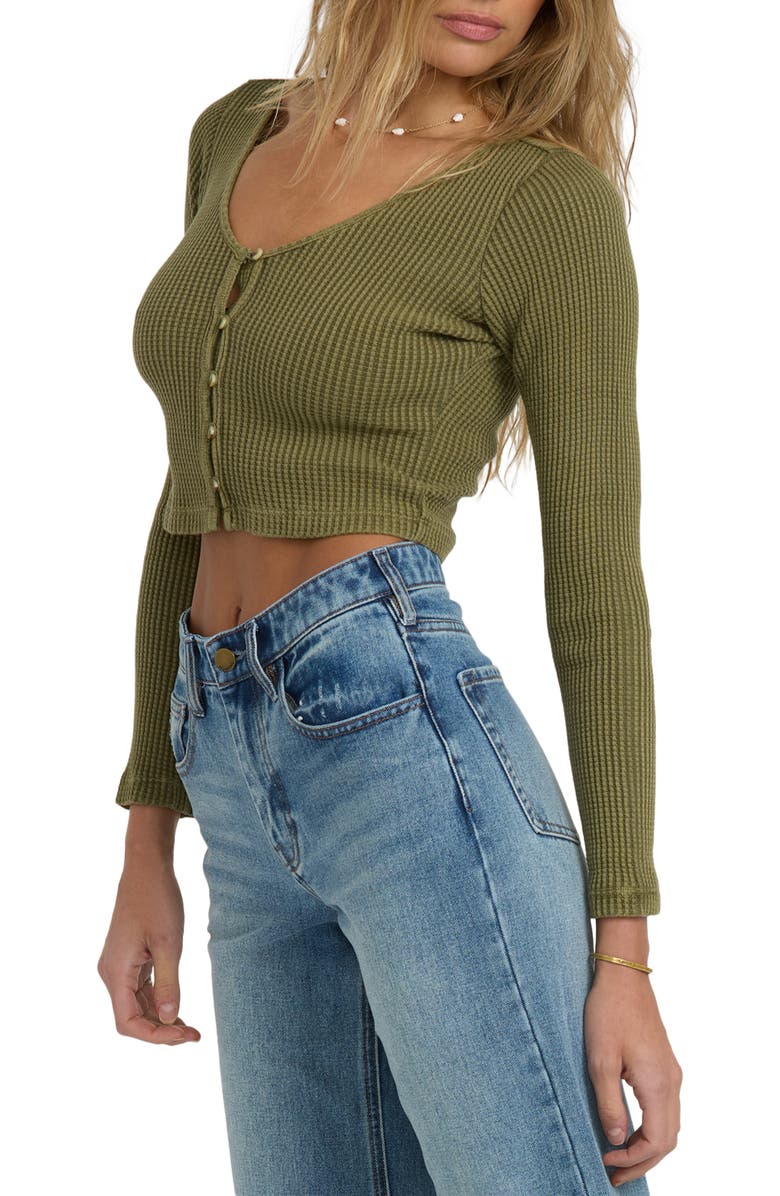 Billabong Paxton Waffle Stitch Cardigan, Alternate, color, Martini Olive