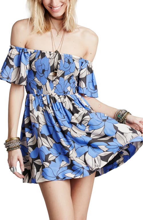 Free People 'louise' Off The Shoulder Smocked Minidress In Blue