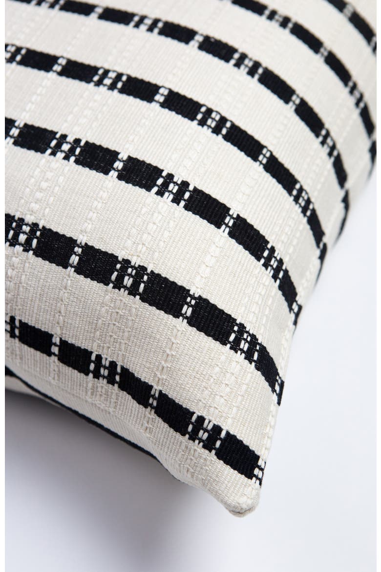 Santiago Black and Natural White Grid Handwoven Cotton Square Throw Pillow, Alternate, color, Multi