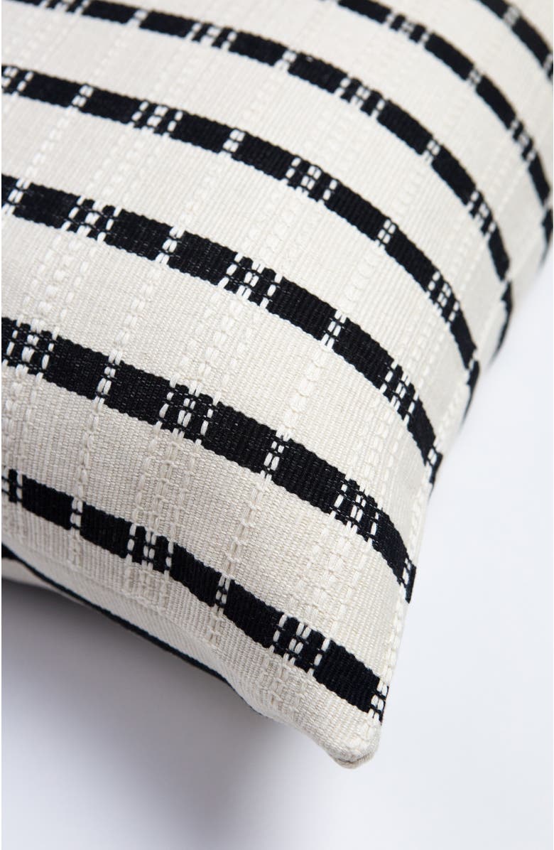 Archive New York Santiago Black and Natural White Grid Handwoven Cotton Square Throw Pillow, Alternate, color, Multi