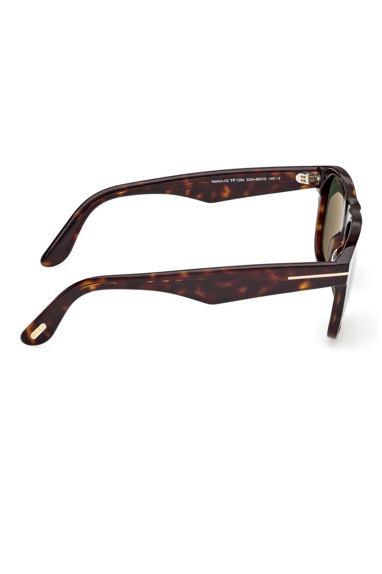 Marlon 55mm Square Sunglasses, Alternate, color, DARK HAVANA/ GREEN LENSES