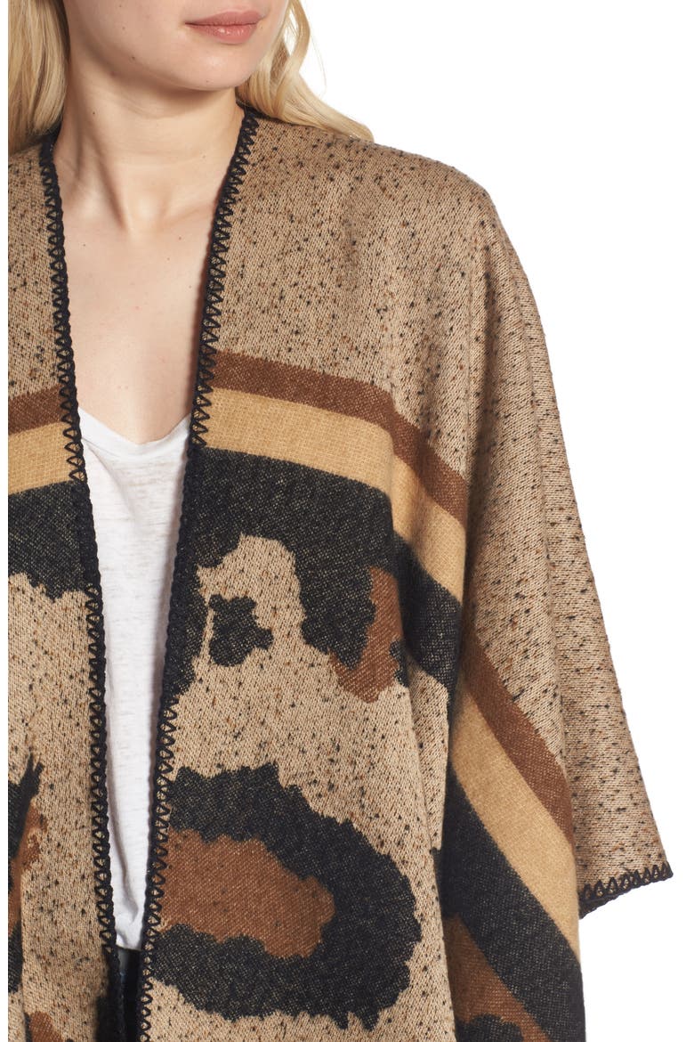 BP Leopard Print Ruana, Alternate, color, BROWN MULTI