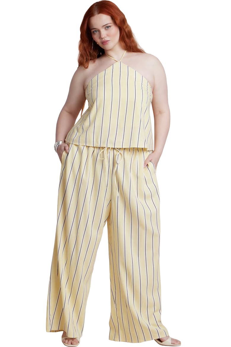 Drawstring Wide Leg Linen Pant, Main, color, SUNLIGHT STRIPE