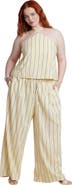 ELOQUII Drawstring Wide Leg Linen Pant