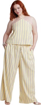 ELOQUII Drawstring Wide Leg Linen Pant