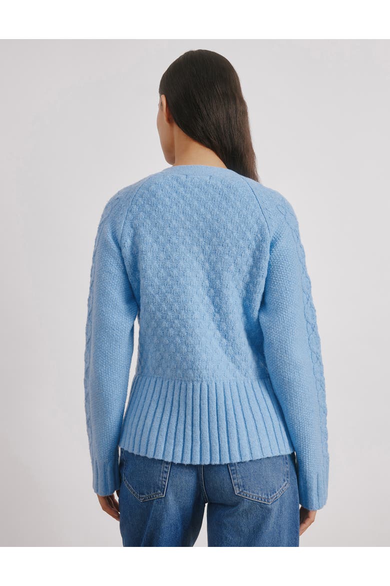 Cable Peplum Cardigan, Alternate, color, Blue