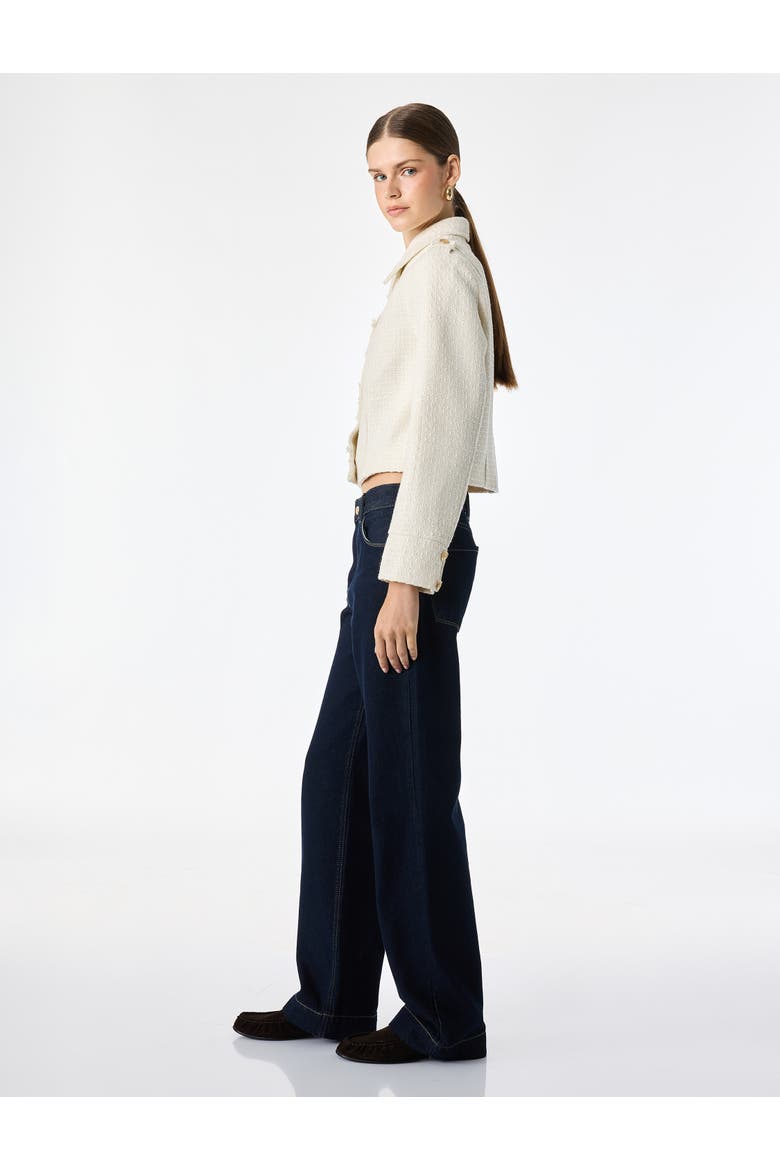Long Sleeve Collared Tweed Napoleon Jacket, Alternate, color, ECRU