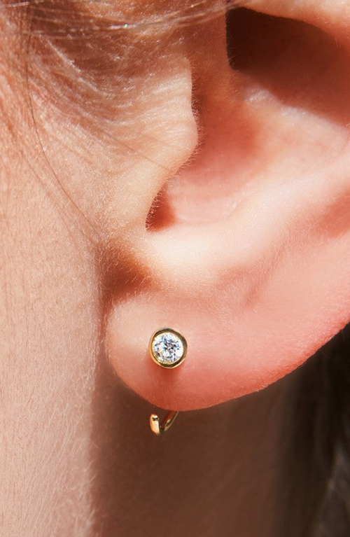 Little Sky Stone Moissanite Open Hoop Earrings In Gold