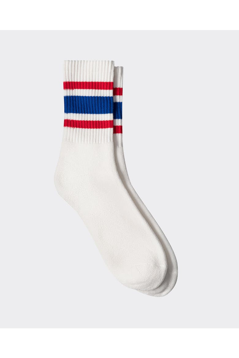 Co-Ed Cloud Crew Socks, Main, color, Red/Blue/Red