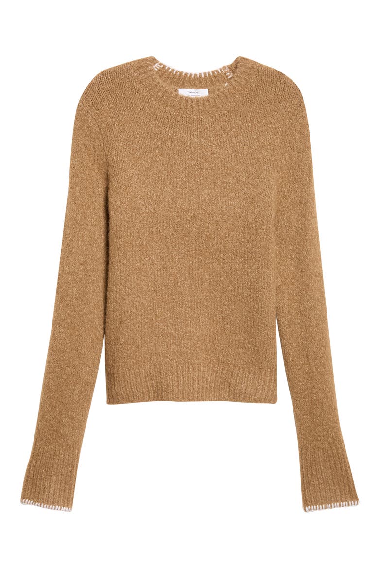 Brushed Boucle Crewneck Sweater, Alternate, color, CAMELETTO/ CLASSIC CR