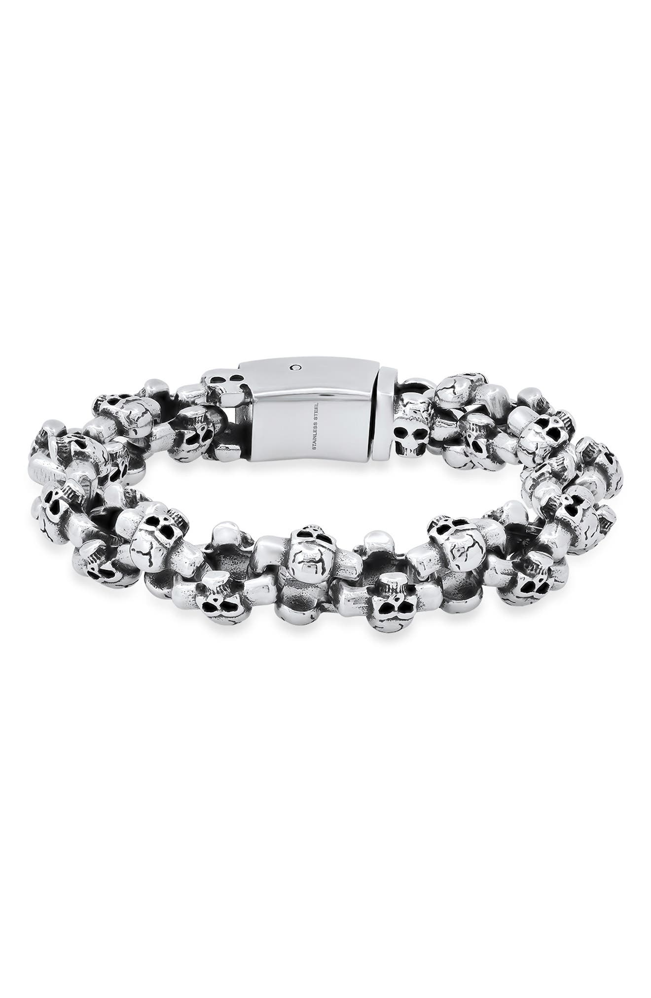 HMY JEWELRY Stainless Steel Skull Chain Bracelet