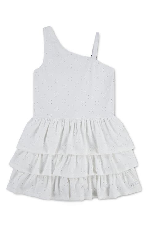 Kids' Active Eyelet One Shoulder Minidress with Built-In Shorts