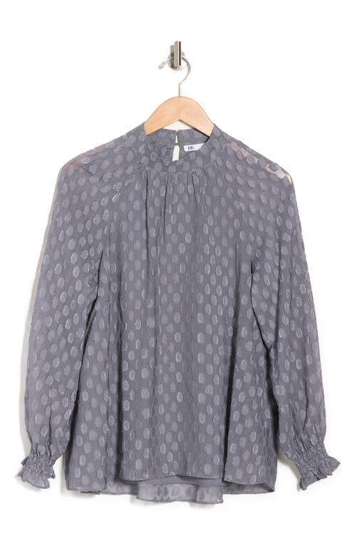 Dr2 By Daniel Rainn Daniel Rainn Long Sleeve Swiss Dot Blouse In Gray